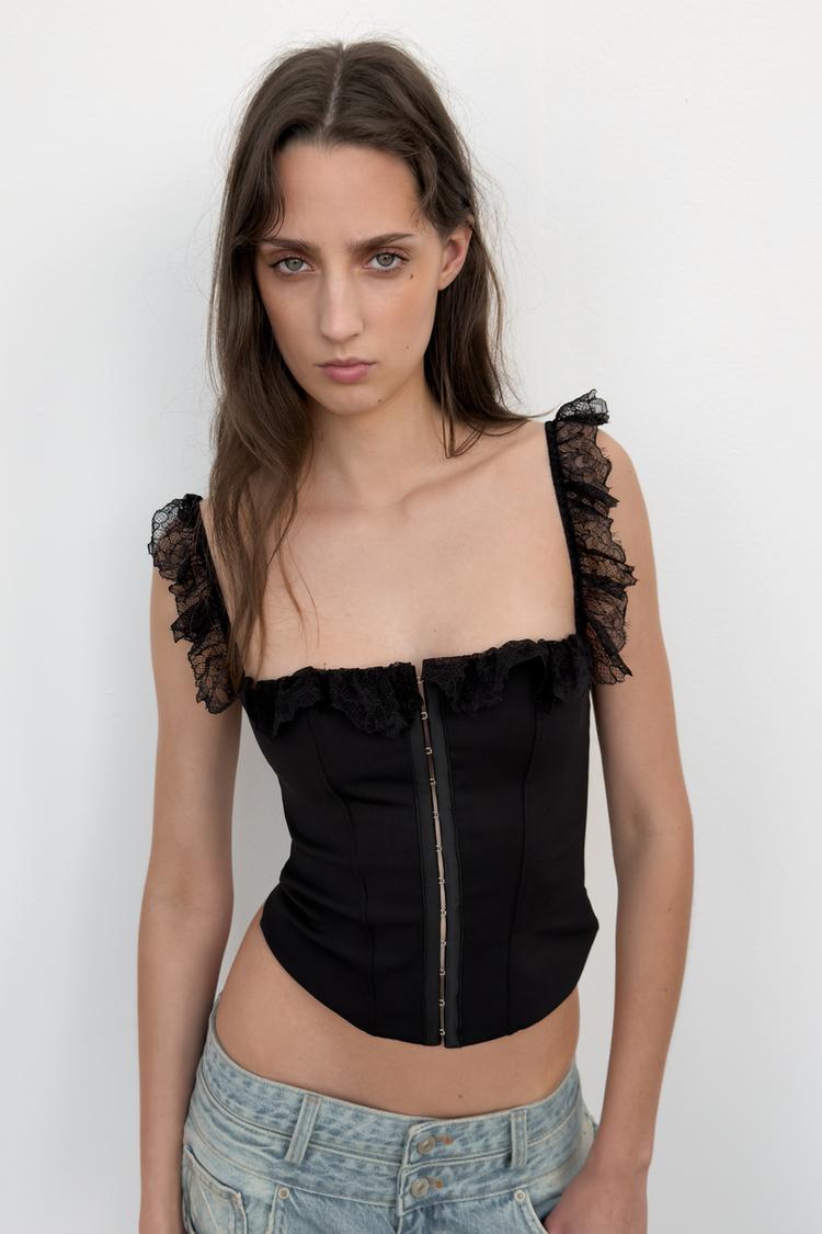 CORSETRY-INSPIRED LACE TOP