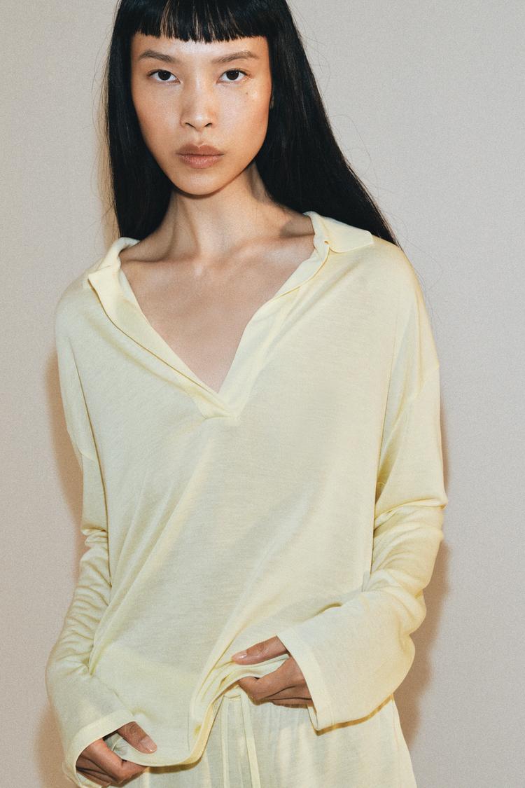 LONG SLEEVE FLUID POLO SHIRT
