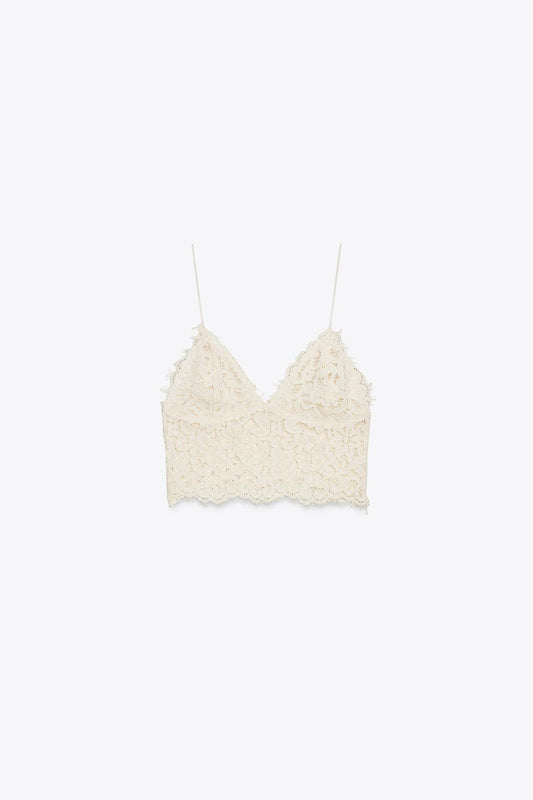 EMBROIDERED LACE CROP TOP