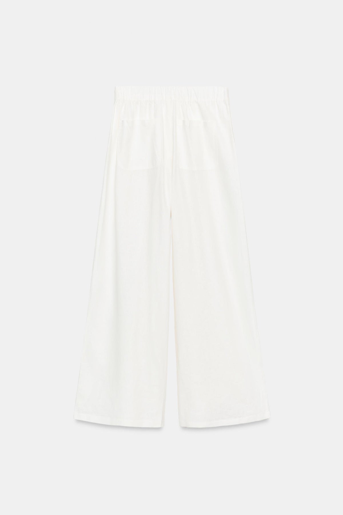 LINEN BLEND WIDE-LEG TROUSERS WITH PLEATS