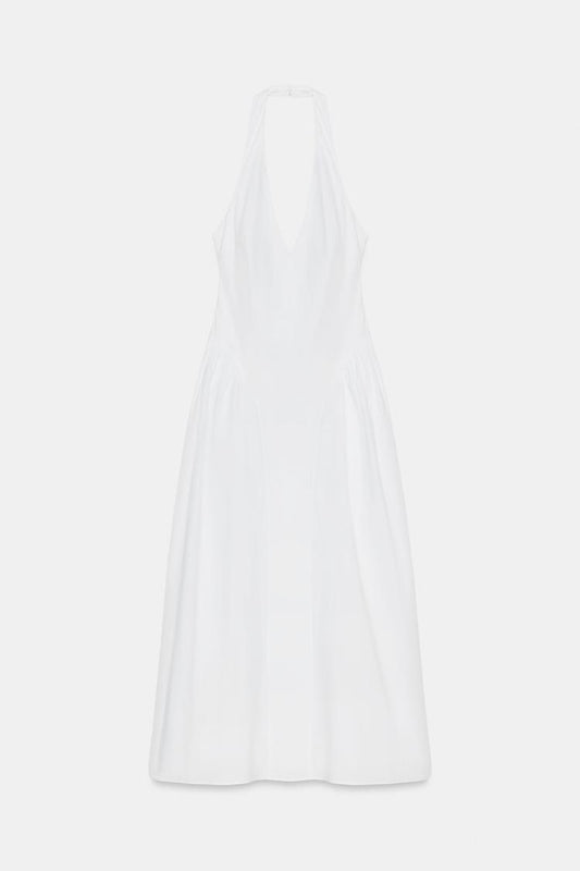 POPLIN HALTERNECK DRESS