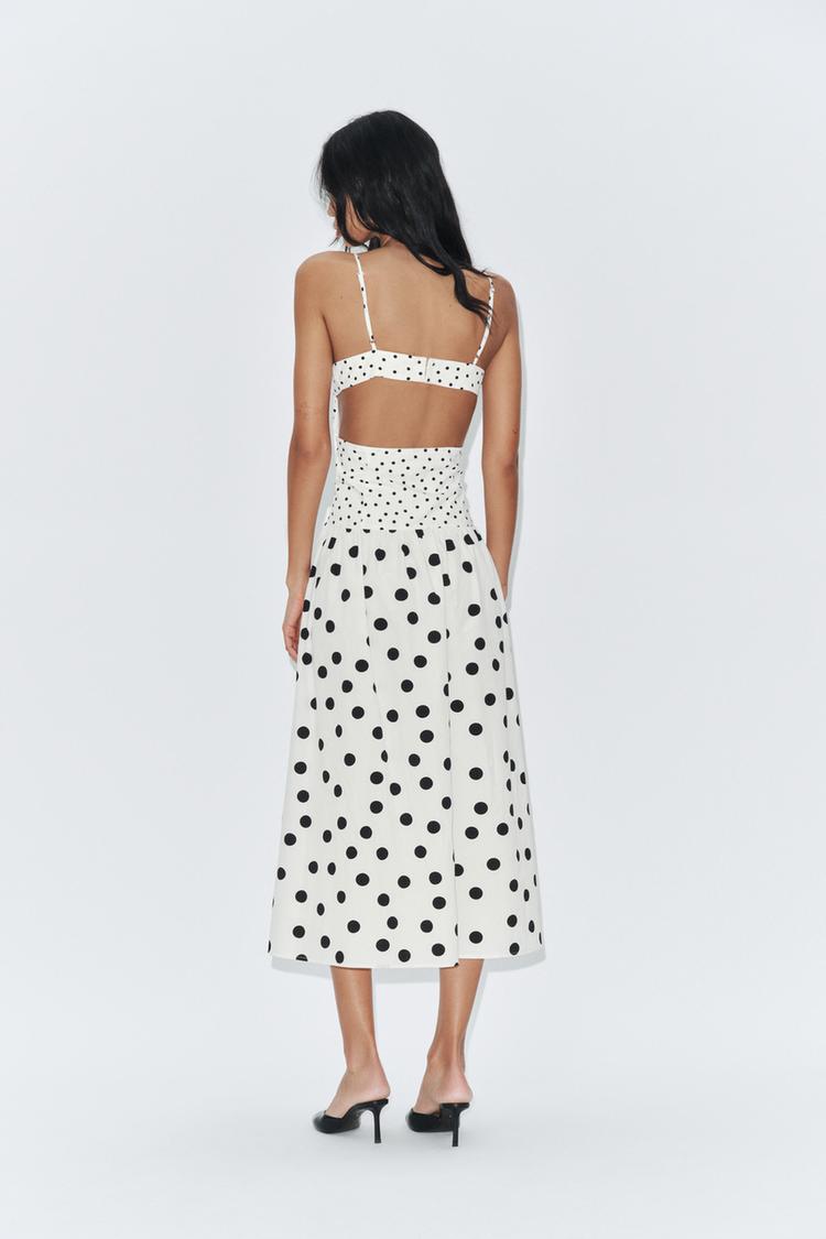 STRAPPY DOT MIDI DRESS