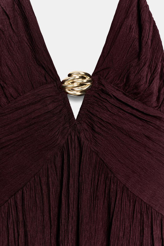 METALLIC DETAIL MIDI DRESS