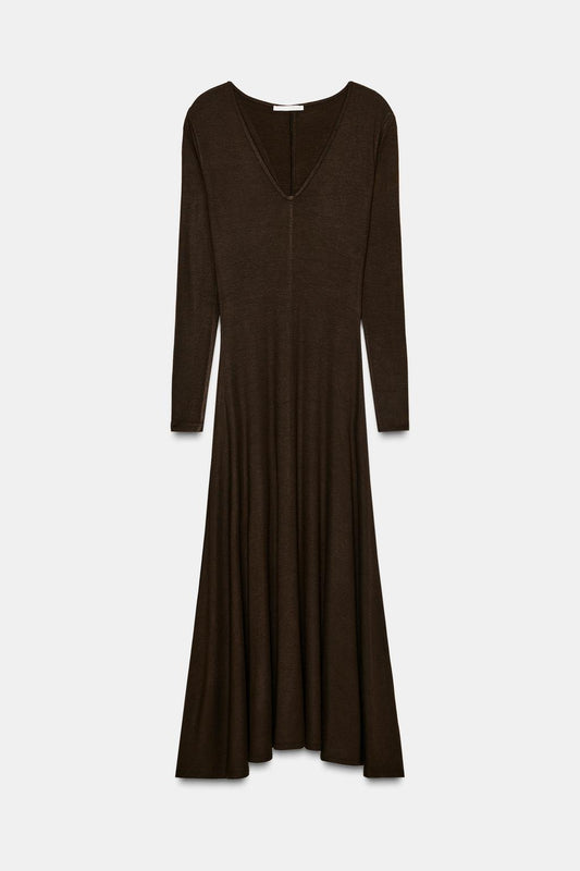 LONG V-NECK DRESS