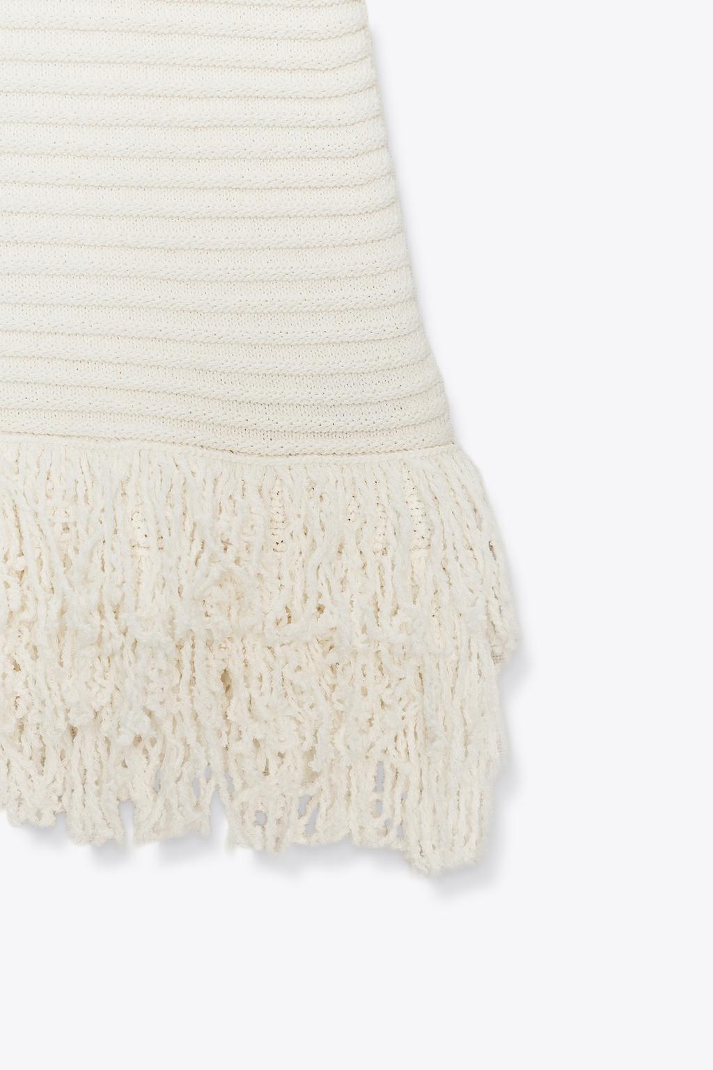 RIB KNIT FRINGED DRESS