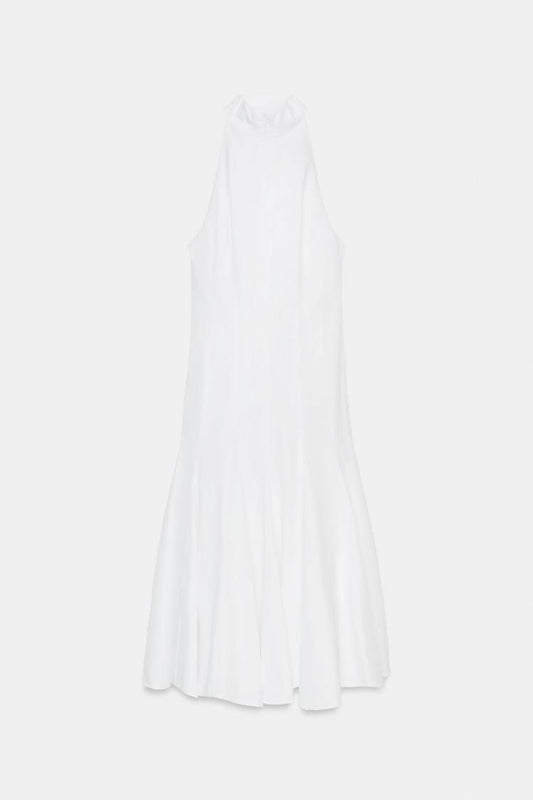 HALTER NECK MIDI DRESS WITH GODET HEM