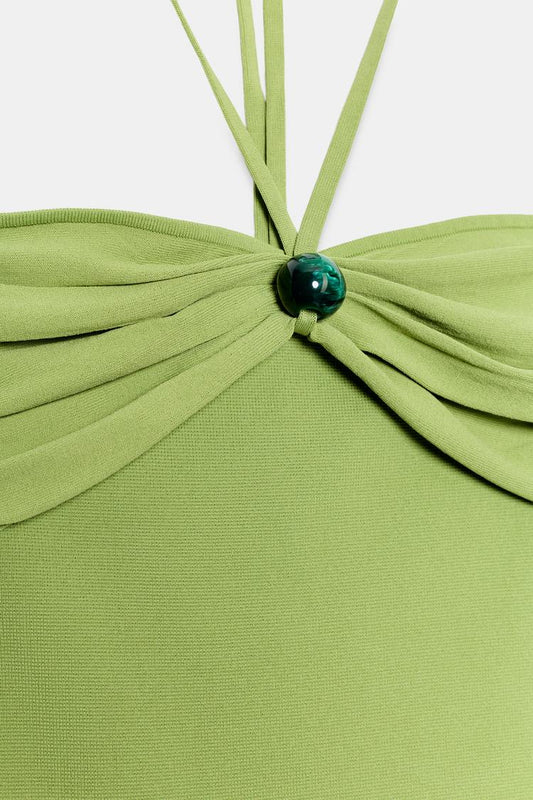 KNIT BANDEAU DRESS WITH BEADS