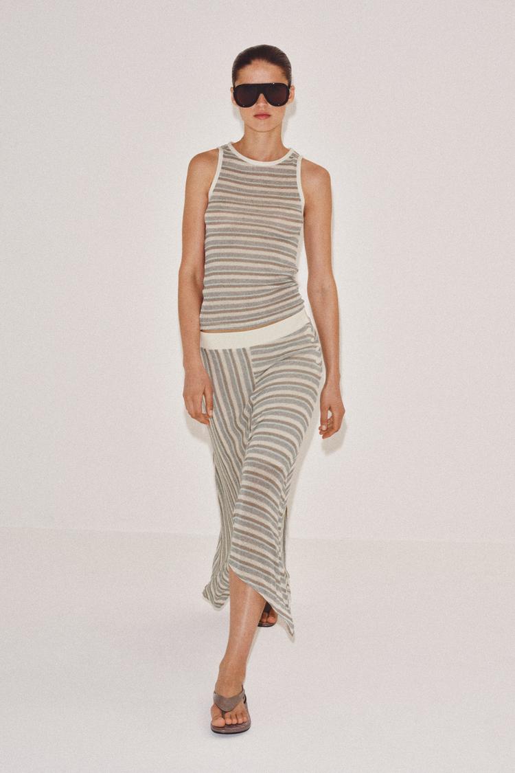 ASYMMETRIC STRIPED SKIRT
