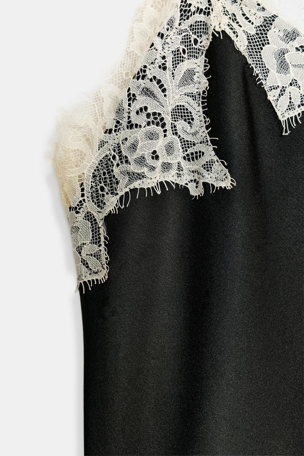 CONTRAST LACE SATIN MINI DRESS