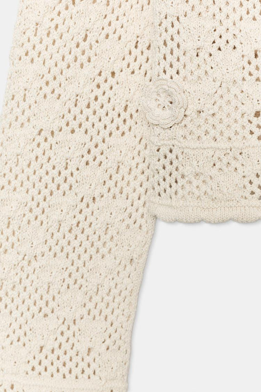 POINTELLE FLORAL CARDIGAN