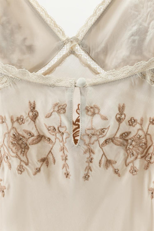 EMBROIDERED BEADED SLIP DRESS