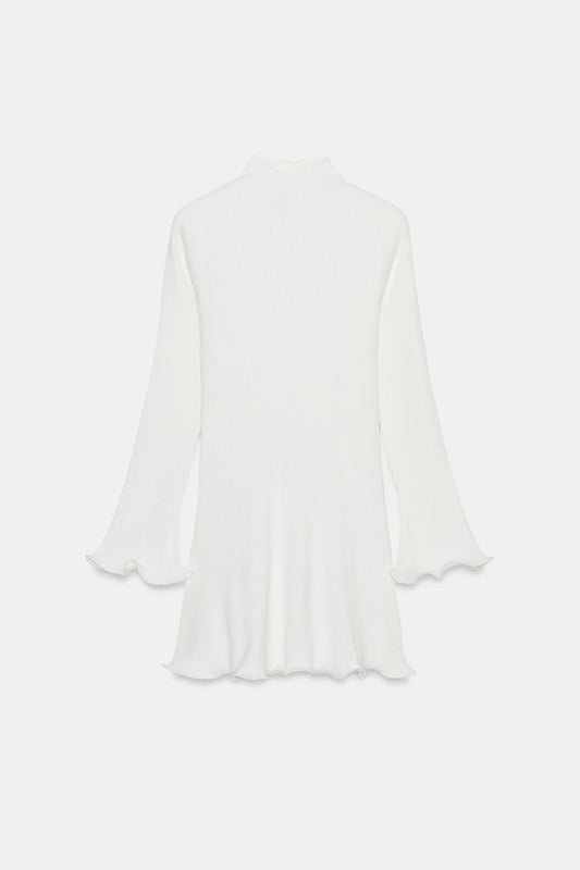 RIBBED KNIT DRESS WITH WAVY HEM