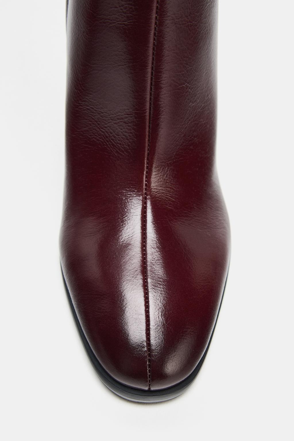LEATHER BLOCK HEEL BOOTS