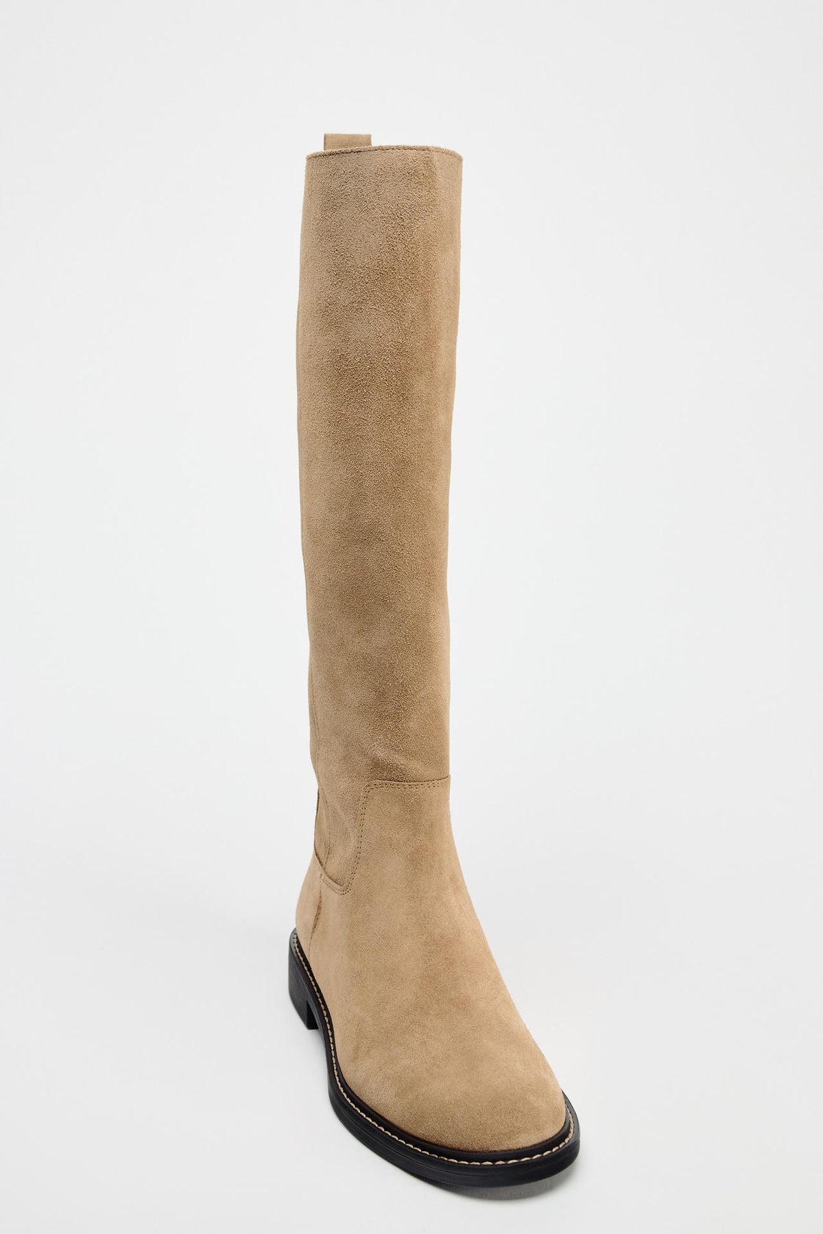 FLAT SPLIT SUEDE BOOTS WITH LINING