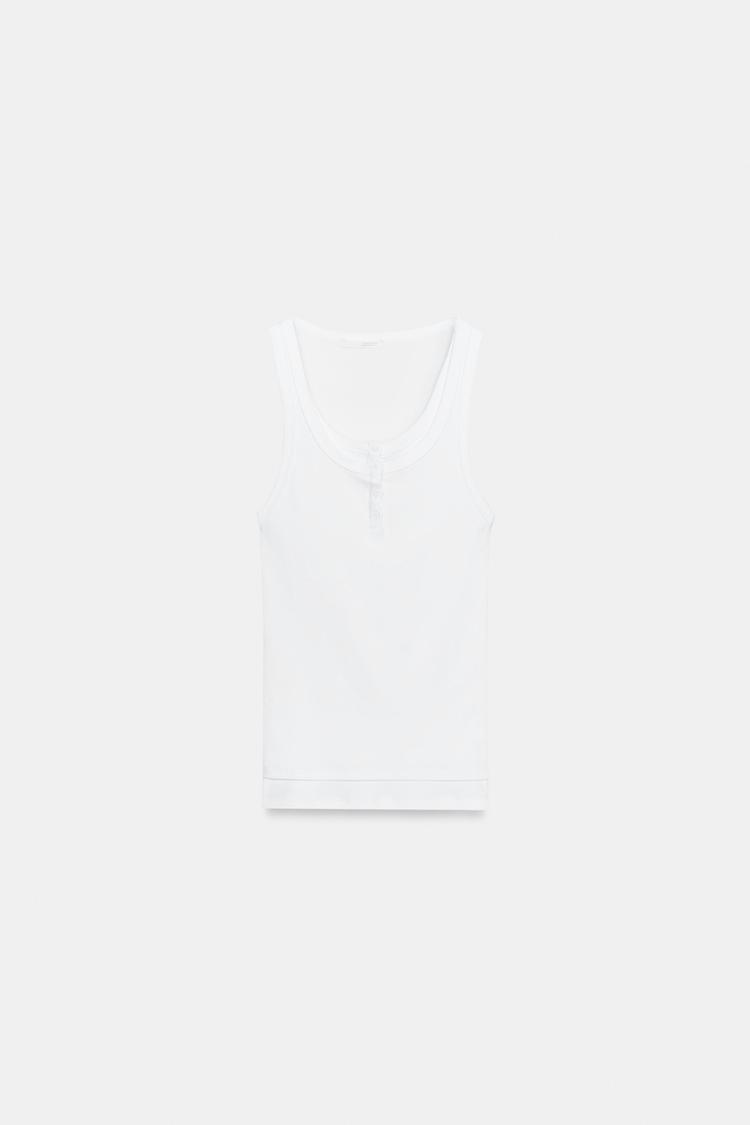 RIBBED BUTTON TOP