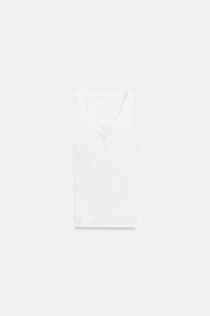 RIBBED BUTTON TOP