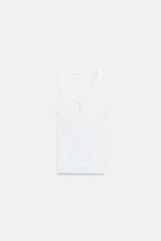 RIBBED BUTTON TOP