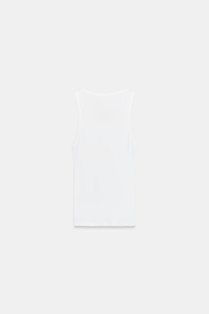 RIBBED BUTTON TOP