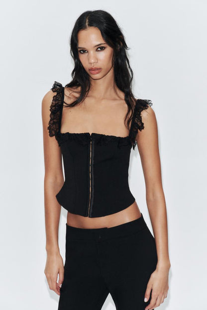 CORSETRY-INSPIRED LACE TOP