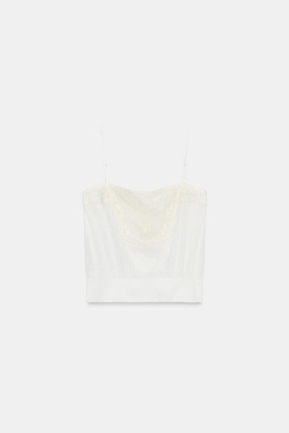 EMBROIDERED GAUZE STRAP TOP