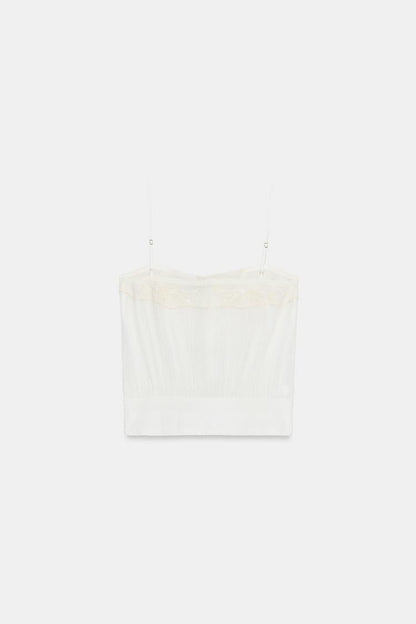 EMBROIDERED GAUZE STRAP TOP