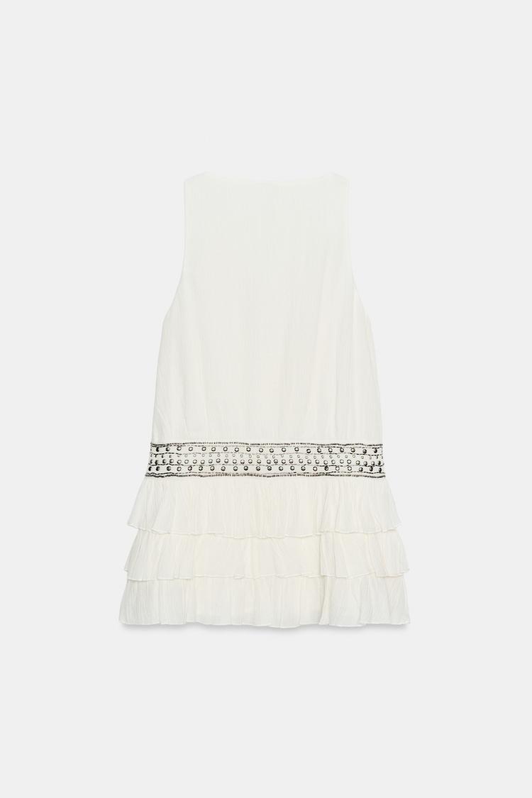 CHIFFON DRESS WITH RUFFLES AND STUDS