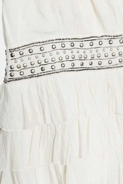 CHIFFON DRESS WITH RUFFLES AND STUDS