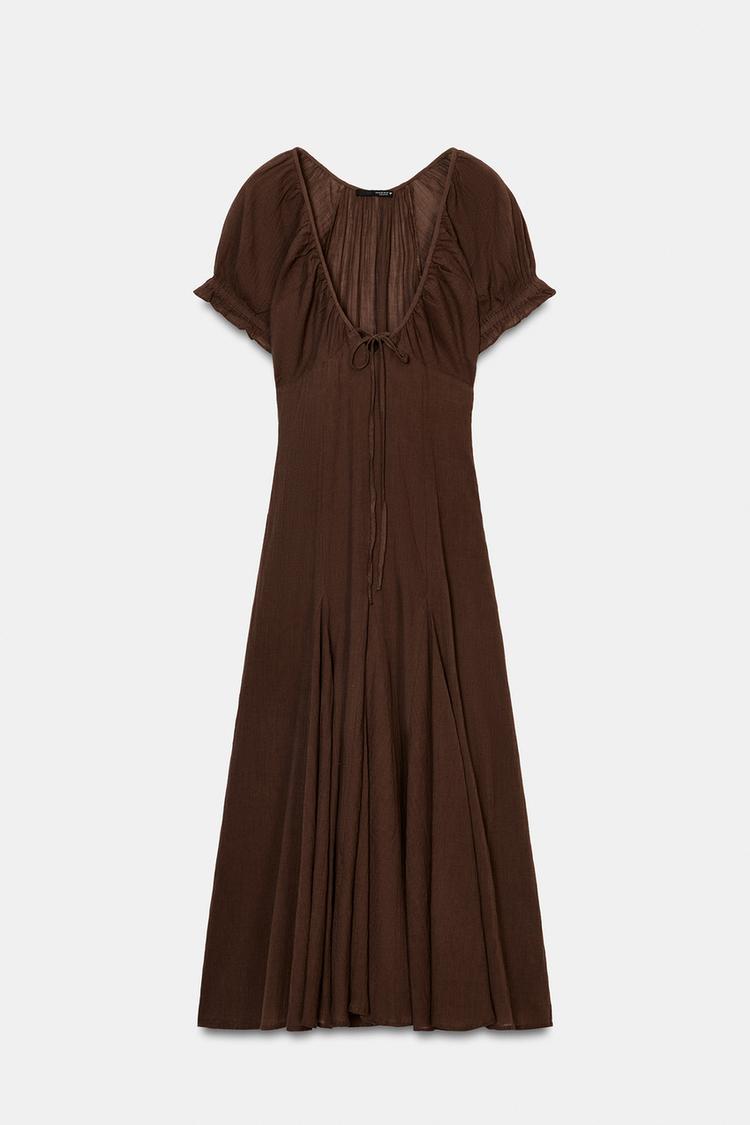 CHIFFON GODET MIDI DRESS