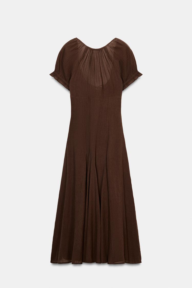 CHIFFON GODET MIDI DRESS