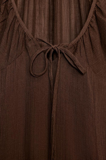 CHIFFON GODET MIDI DRESS