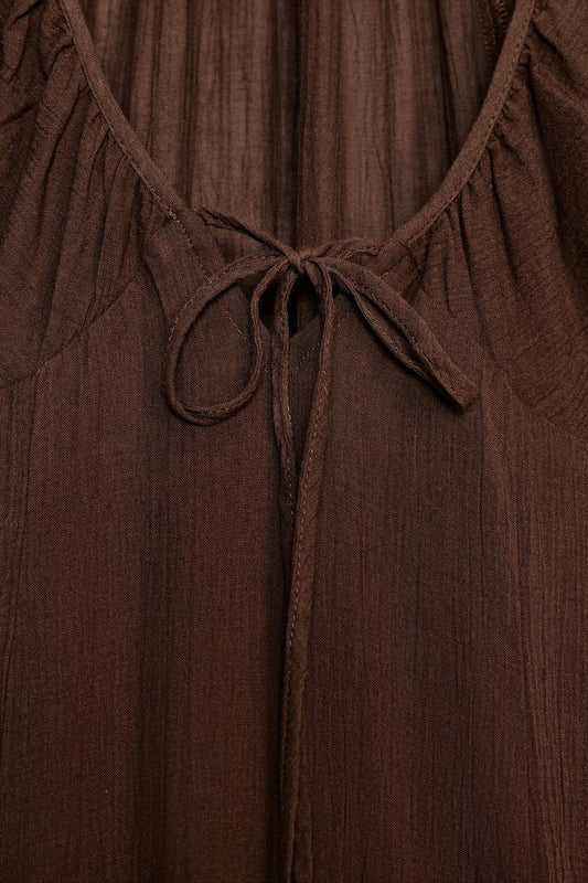 CHIFFON GODET MIDI DRESS
