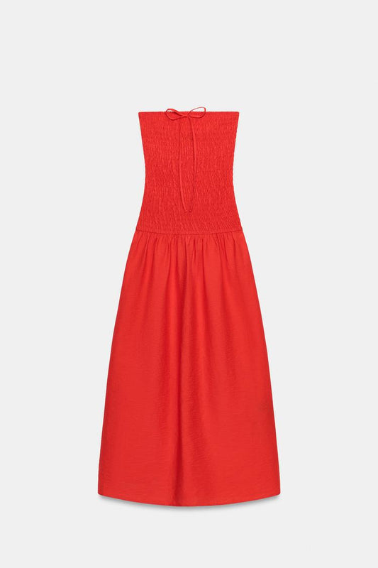 SMOCKED MIDI DRESS