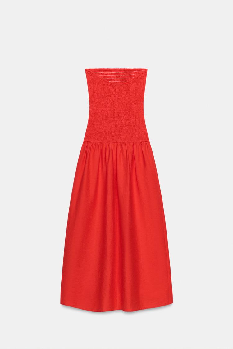 SMOCKED MIDI DRESS