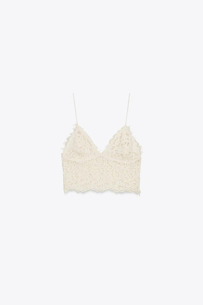 EMBROIDERED LACE CROP TOP