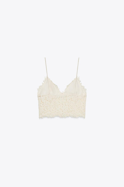 EMBROIDERED LACE CROP TOP