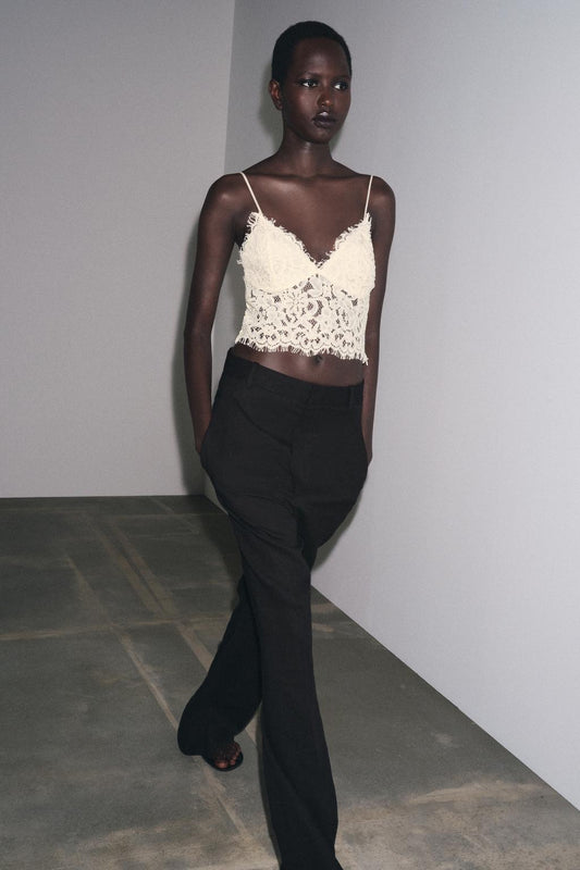 EMBROIDERED LACE CROP TOP