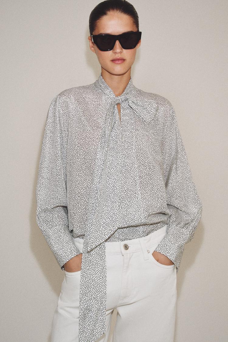 POLKA DOT SHIRT WITH BOW ZW COLLECTION