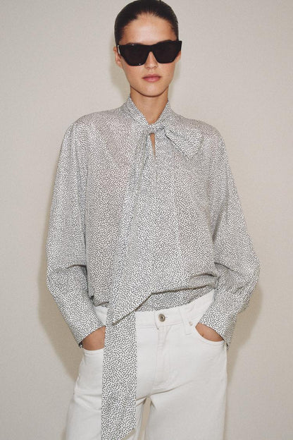 POLKA DOT SHIRT WITH BOW ZW COLLECTION