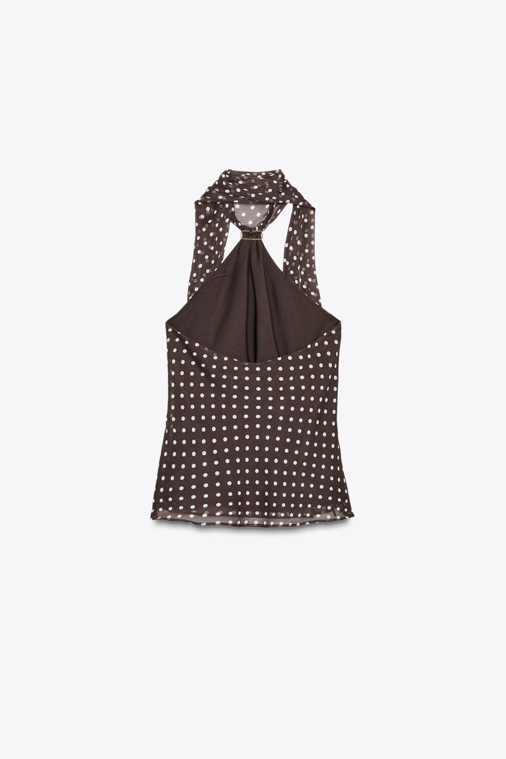 HALTER TOP WITH HARDWARE AND POLKA DOTS