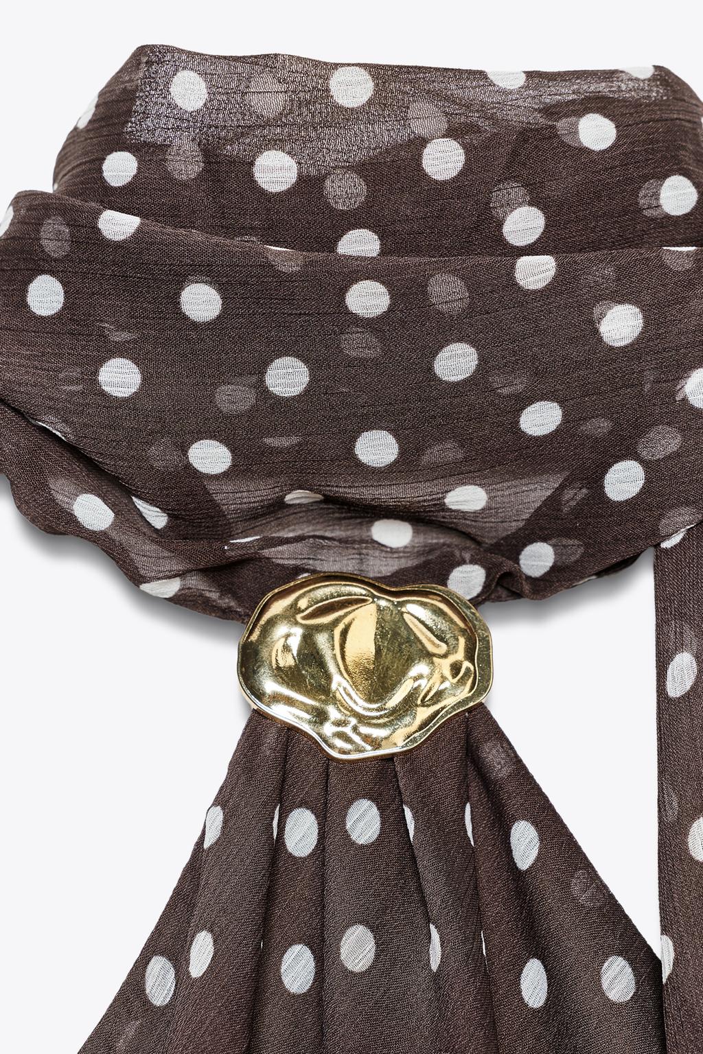 HALTER TOP WITH HARDWARE AND POLKA DOTS