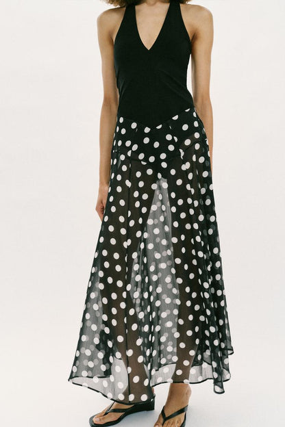 HALTER NECK DRESS WITH DOTS