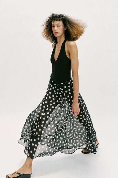 HALTER NECK DRESS WITH DOTS