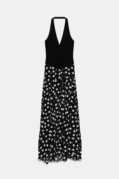 HALTER NECK DRESS WITH DOTS