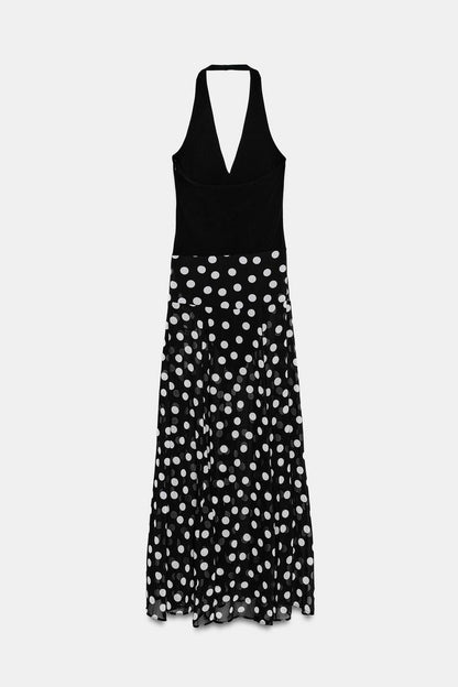 HALTER NECK DRESS WITH DOTS
