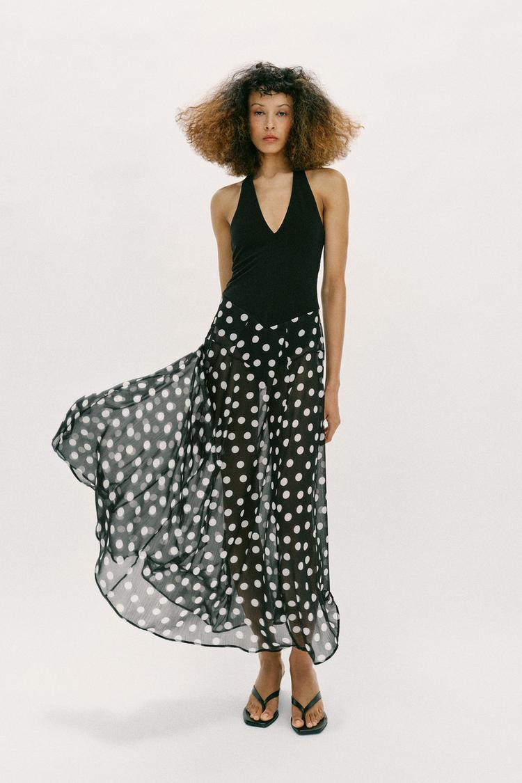 HALTER NECK DRESS WITH DOTS
