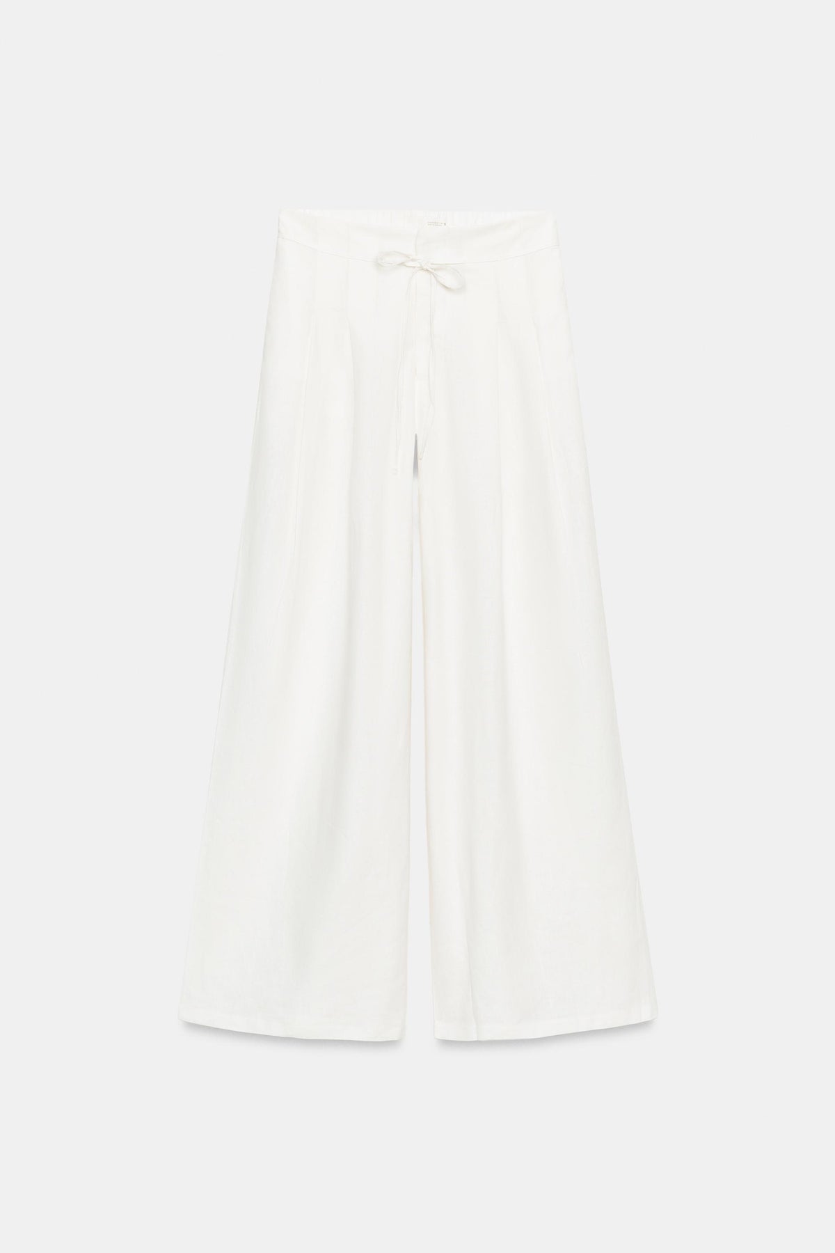 LINEN BLEND WIDE-LEG TROUSERS WITH PLEATS