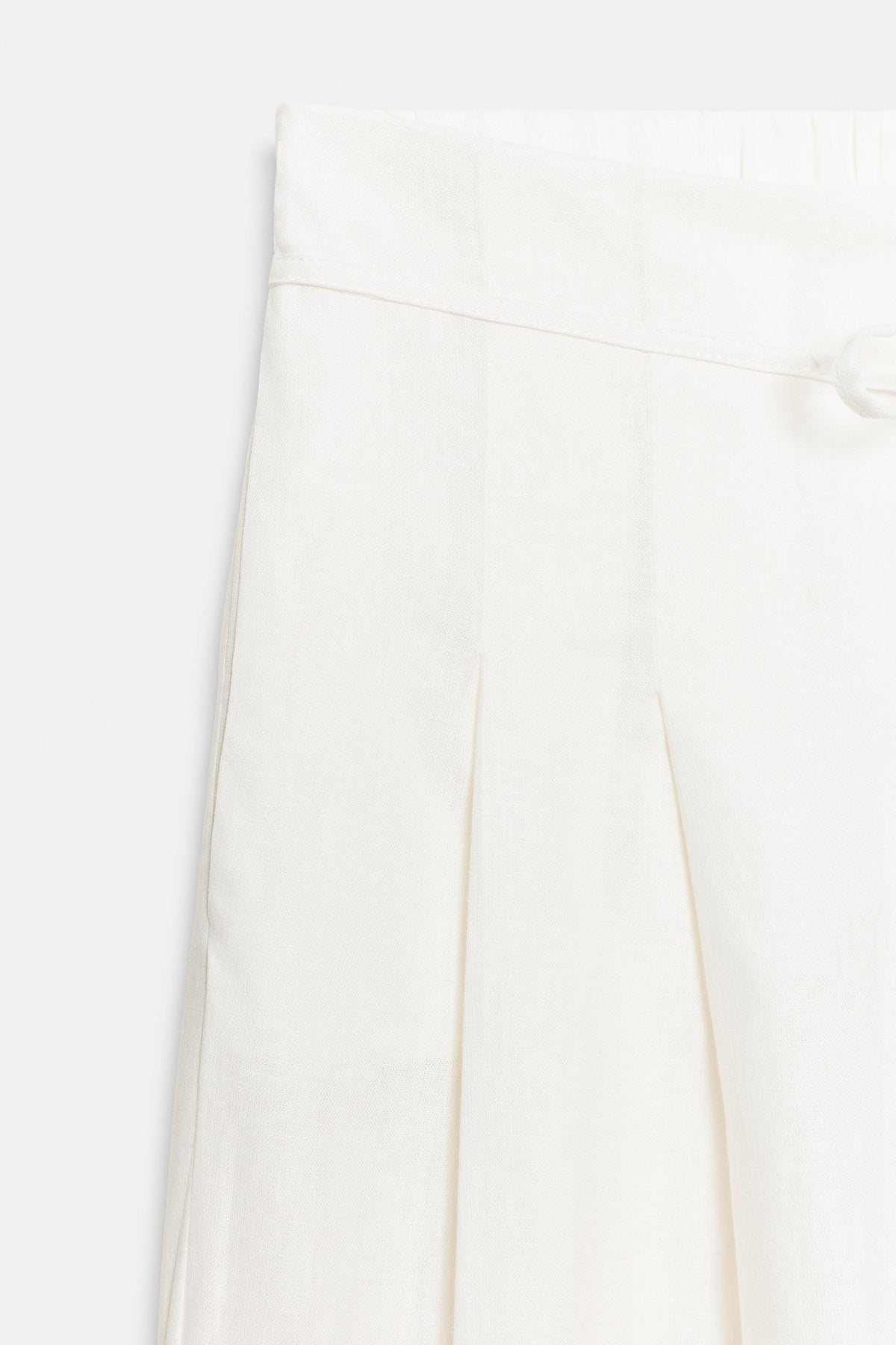 LINEN BLEND WIDE-LEG TROUSERS WITH PLEATS
