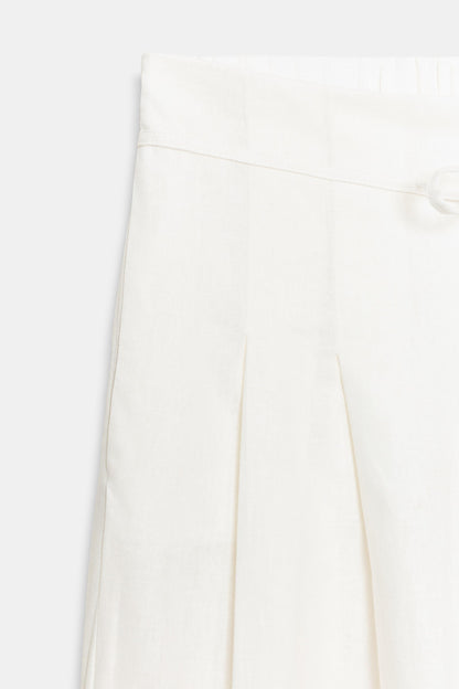 LINEN BLEND WIDE-LEG TROUSERS WITH PLEATS