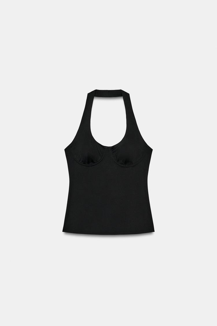 POLYAMIDE HALTER TOP