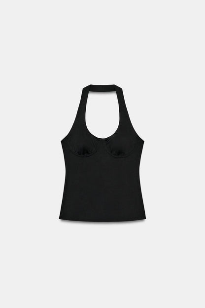 POLYAMIDE HALTER TOP